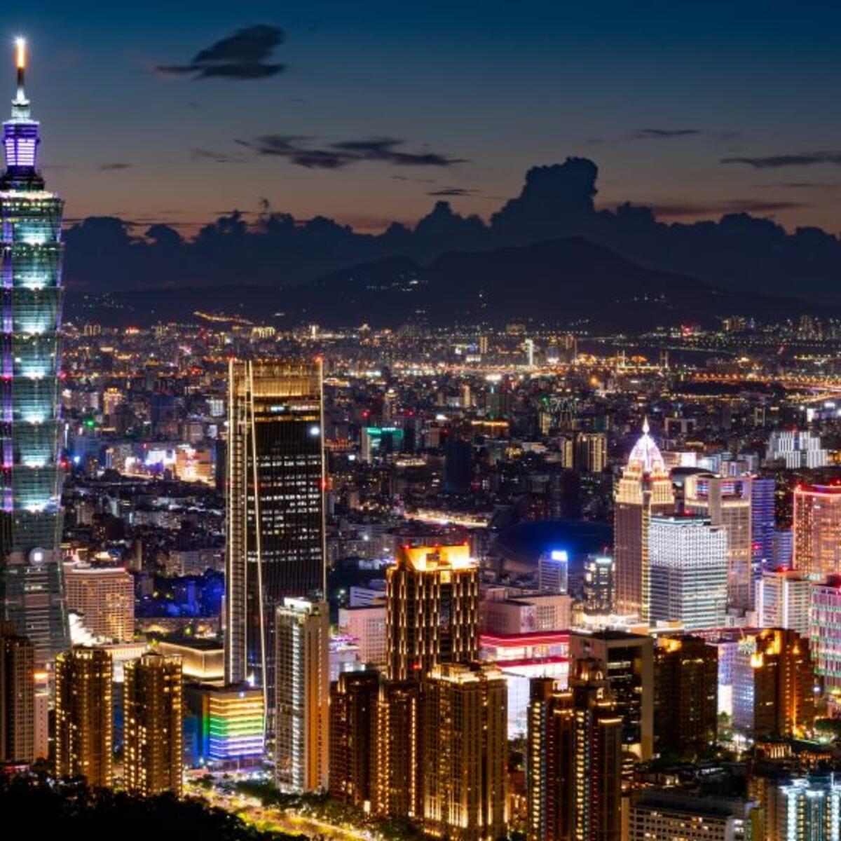 Taipei skyline at night.