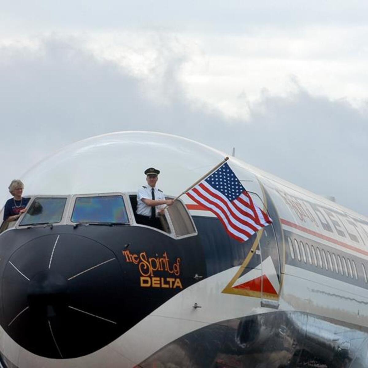 The Spirit of Delta Boeing 767 is shown.
