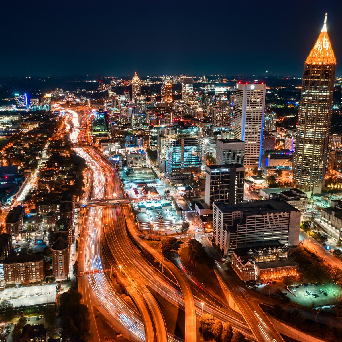 The Atlanta skyline at night