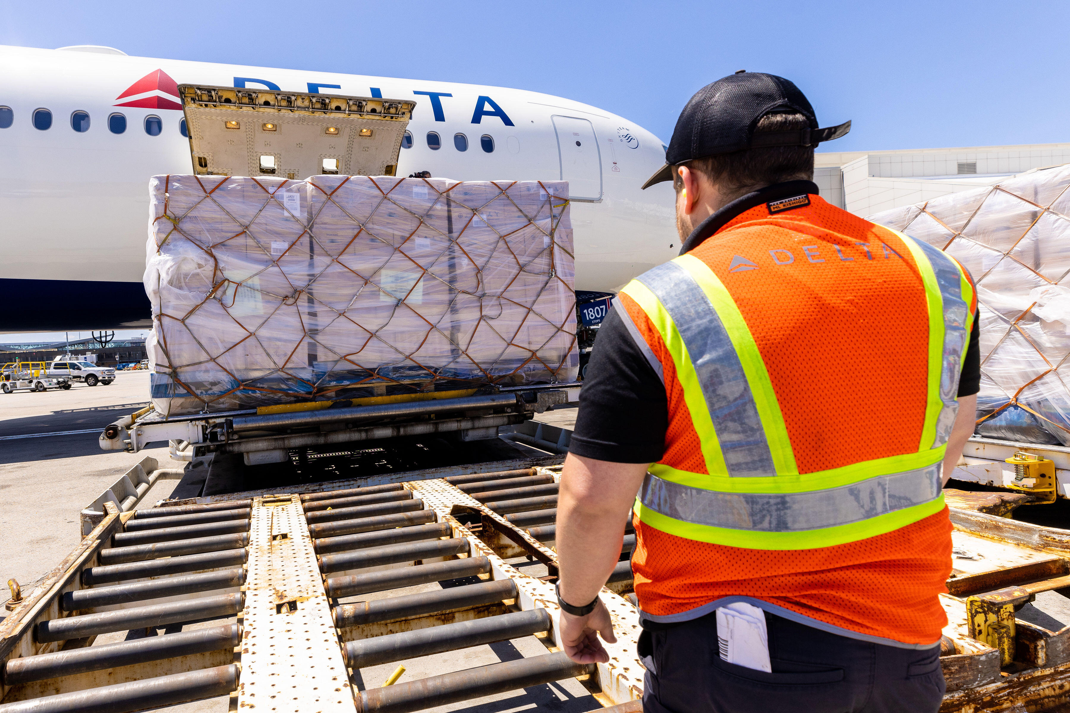 Delta receives a shipment of baby formula at Boston Logan Airport on June 20.