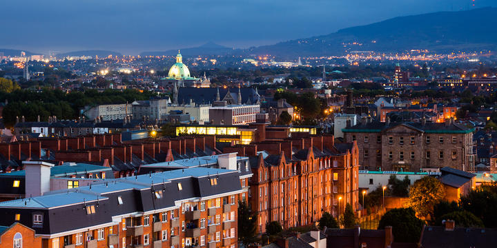 A view over the skyline of Dublin City looking towards Rathmines.