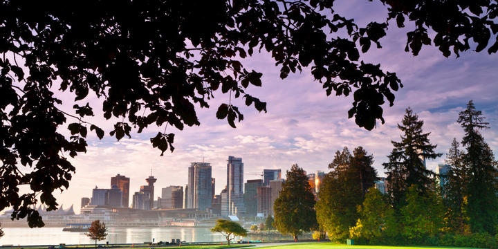 The City Wakens, Stanley Park, downtown Vancouver in British Columbia, Canada.