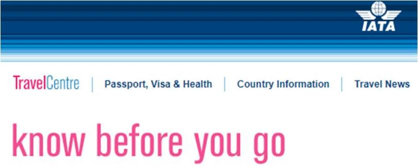 Screenshot of IATA Website homepage
