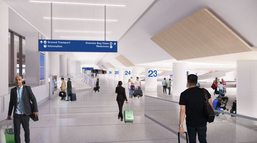 Architect's rendering of LAX baggage claim area