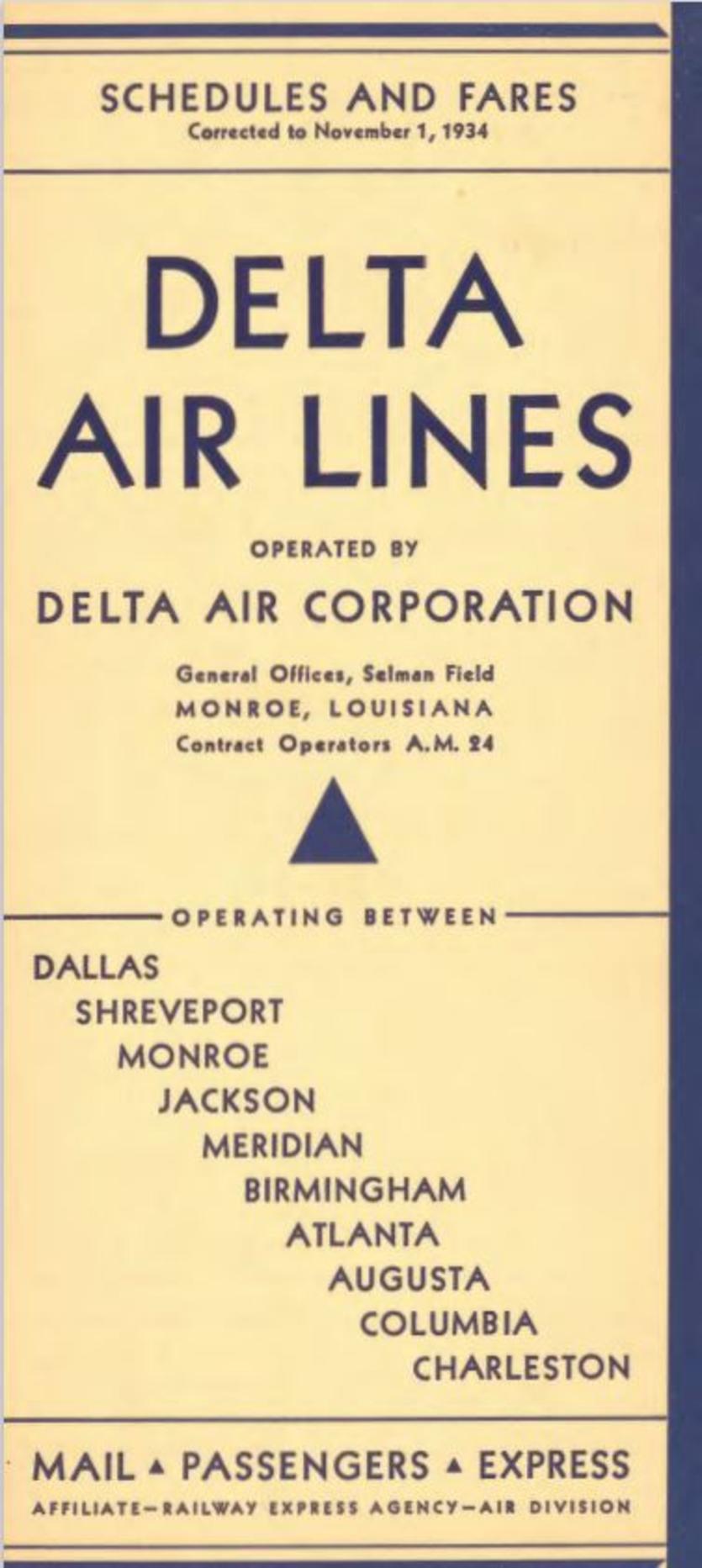 1934 Fares and Schedule