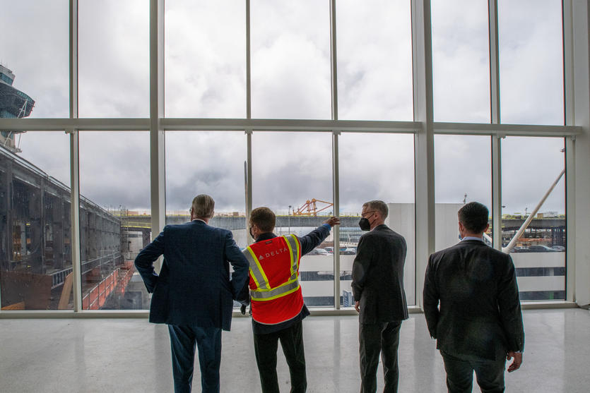 Ed Bastian takes a walkthrough of the new Delta Sky Way on March 28, 2022.