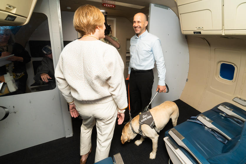 This one-of-a-kind facility, located near gate C16 in Terminal 1 at MSP, will enhance the Navigating MSP program by providing flyers with sensory, physical or cognitive disabilities, those with fear of flying, and service dogs a place to experience and become familiar with an aircraft cabin in a serene setting.