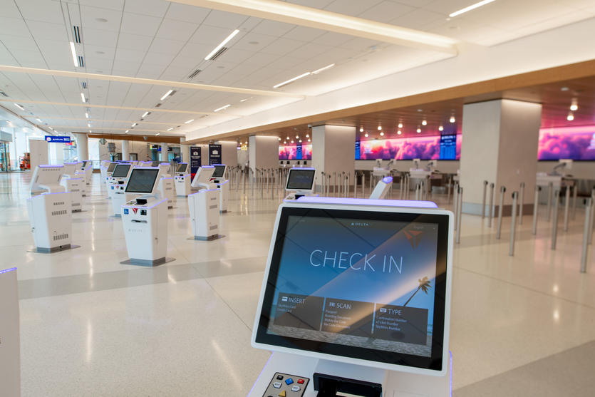 Check-in area at Delta’s LaGuardia terminal