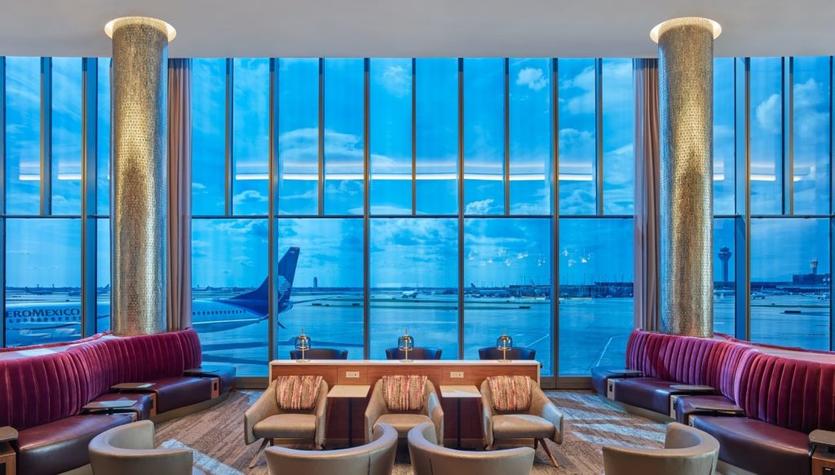 Seating at Delta's new Sky Club in O'Hare Airport overlooks the runways