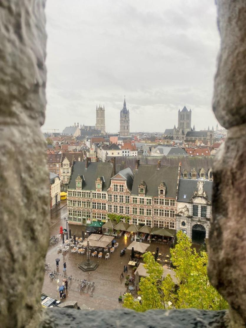 A view from the Gravensteen Castle overlooking the city in Ghent.