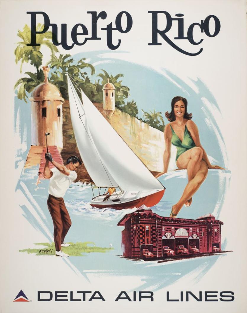 Old Puerto Rico Delta Air Lines poster from 1971