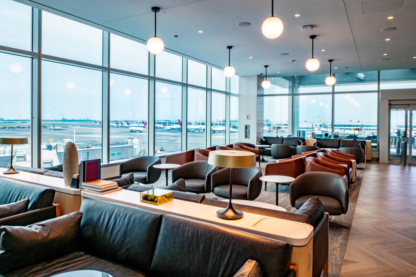 The nearly 14,000-square-foot Club, which will operate alongside the Club on Terminal 4, Concourse B, seats more than 250 guests and includes sweeping views of the airfield.