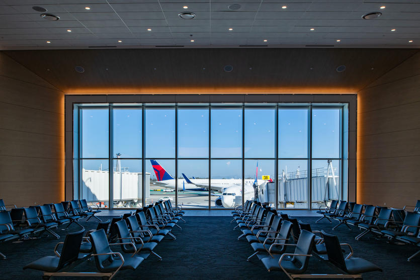 Delta's T3 facility at LAX, which features nine new gates and spacious seating areas.
