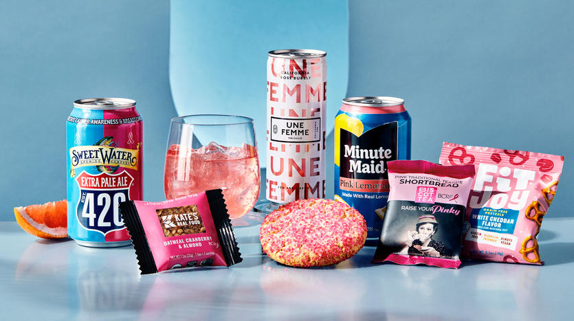 Pink-themed Delta products being offered during the month of October to support Breast Cancer Research Foundation