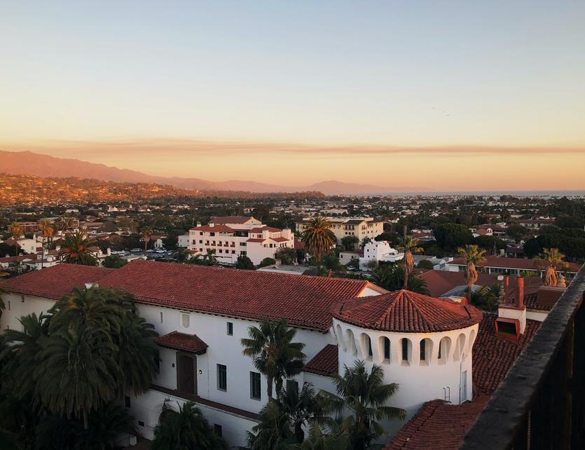 Scenic view of Santa Barbara's Spanish-influenced architecture 