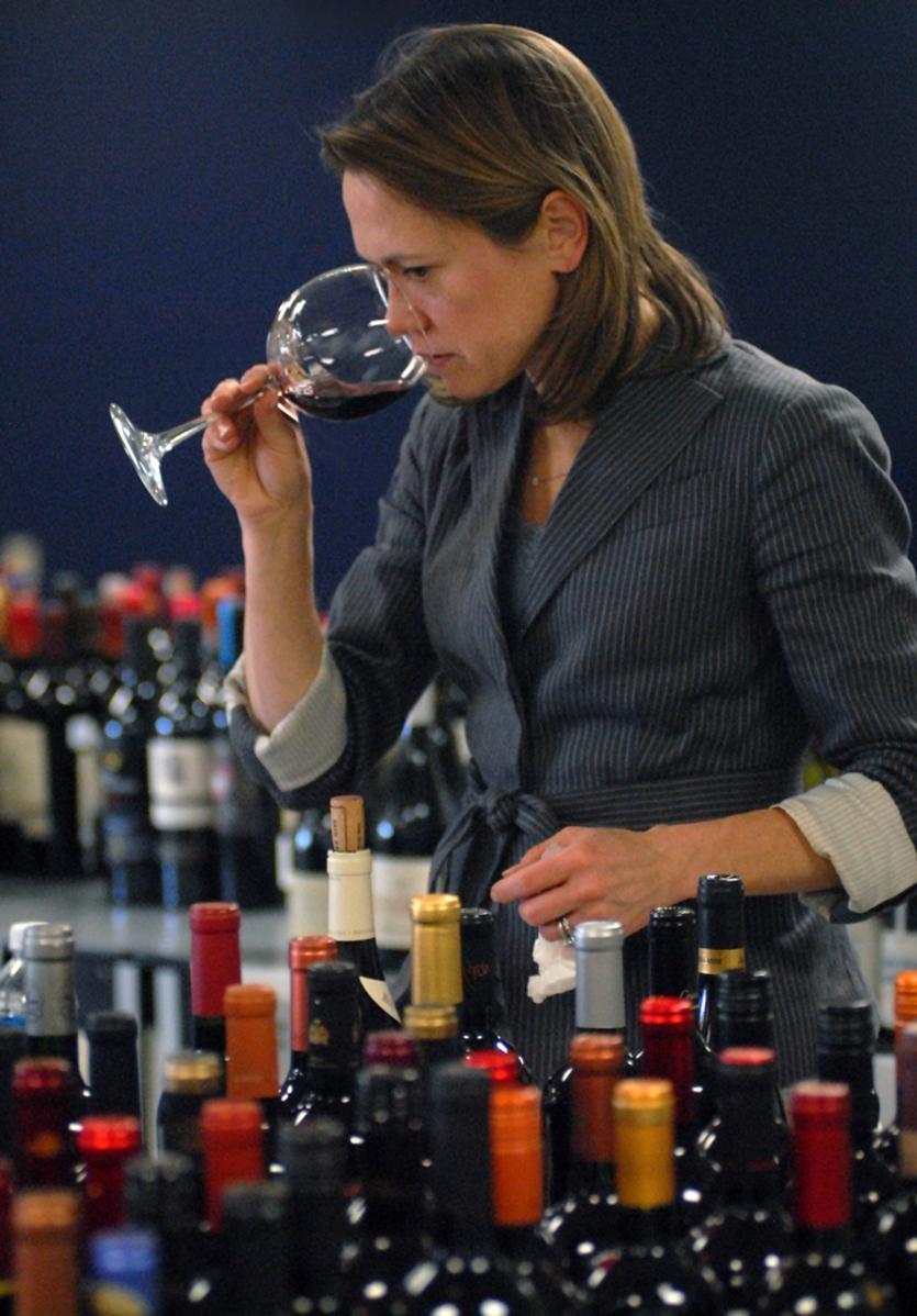Andrea Robinson evaluating wine