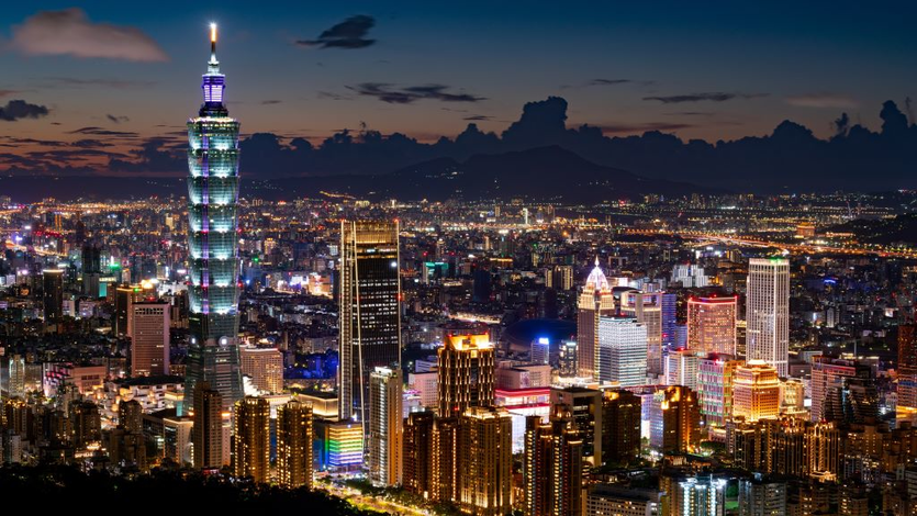 Taipei skyline at night.