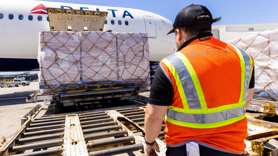 Delta receives a shipment of baby formula at Boston Logan Airport on June 20.