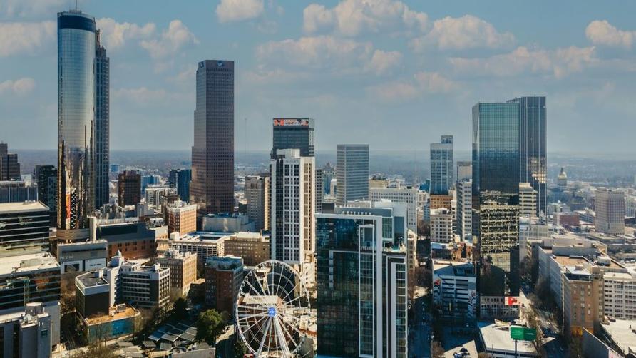 A drone view of Downtown Atlanta