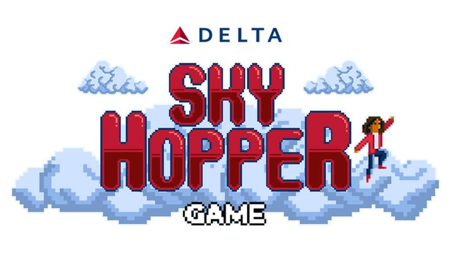 The main screen for Delta's new Sky Hopper game, available to play onboard.