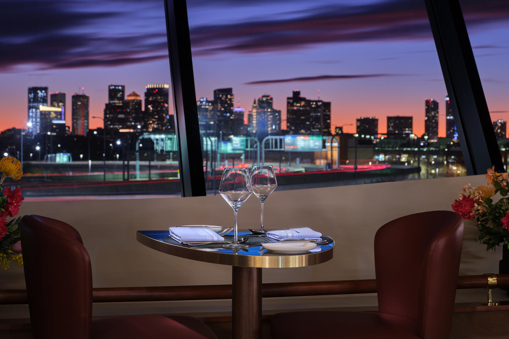 A view of the Boston skyline from the Delta One Lounge at BOS.