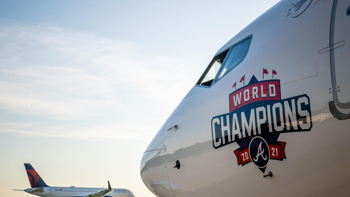 Delta unveils Braves World Champions plane in honor of World Series win |  Delta News Hub