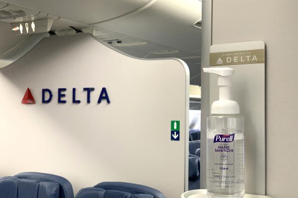 Hand sanitizer on Delta aircraft