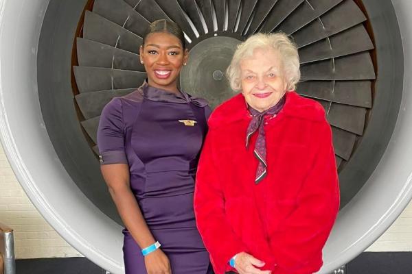 Heartis Senior Living Center resident Geraldine relives her flight attendant days.