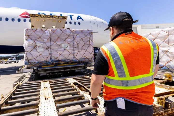 Delta receives a shipment of baby formula at Boston Logan Airport on June 20.