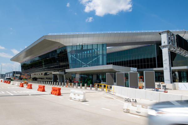 Exterior view of Delta's terminal at LaGuardia, daytime