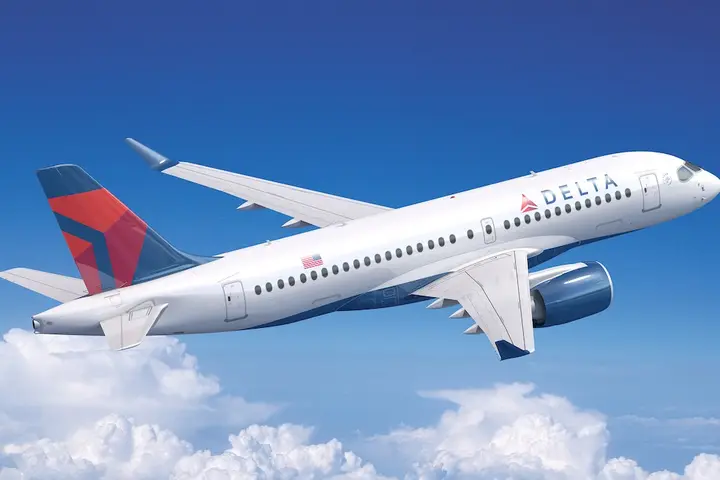 Airbus 220-100 in flight