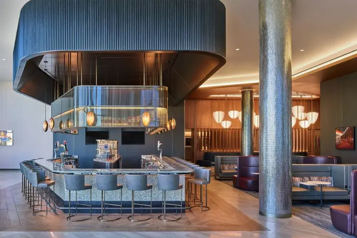 New Delta Sky Club at O'Hare Airport features modern touches.