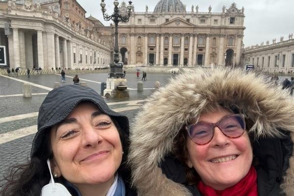 Delta Italy Station Manager Erica Valt (right) explores the Vatican on a winter day.
