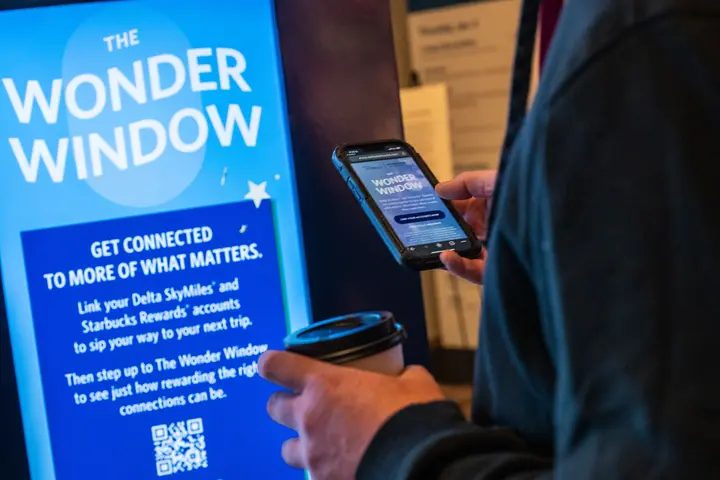 Delta SkyMiles® and Starbucks® Rewards came together at CES to give attendees more of what matters. Attendees experienced the interactive “Wonder Window” exhibit at ARIA for special giveaways.