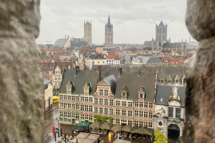 A view from the Gravensteen Castle overlooking the city in Ghent.