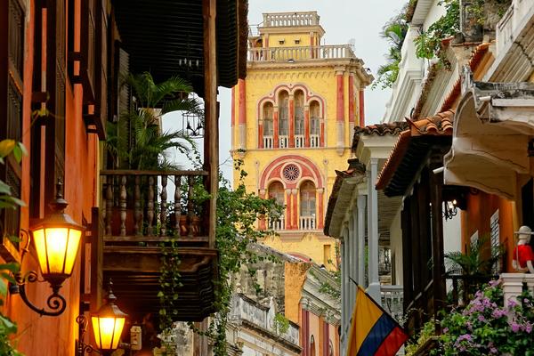 A scenic image of architecture in Cartagena, Colombia