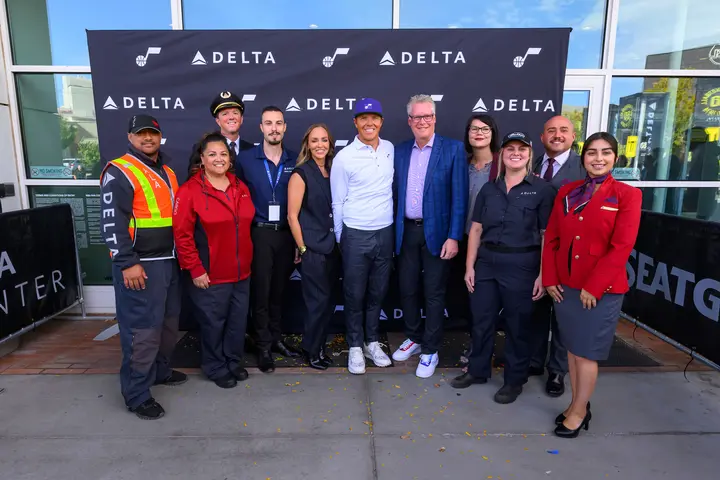 Delta and the Utah Jazz commemorated the official return of the Delta Center to Salt Lake City with a festive ribbon cutting ceremony and press conference on Thursday, Oct. 26, 2023. 
