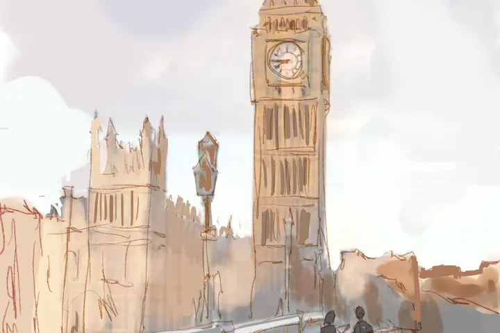 A sketch of London done as part of Delta's Inspired Journeys digital art installation.