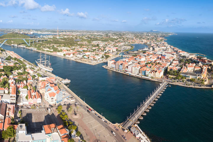 A scenic overhead shot of Willemstad, Curacao