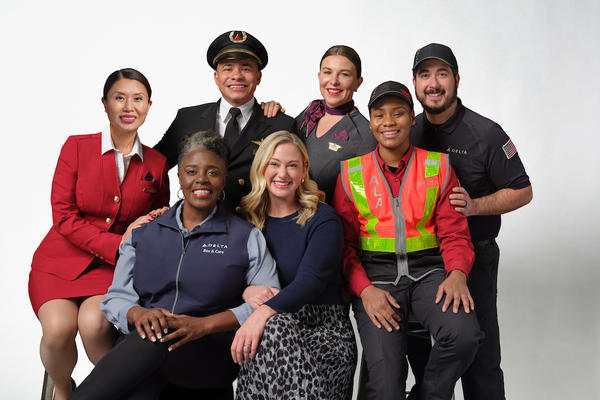A small group shot of Delta employees across the company
