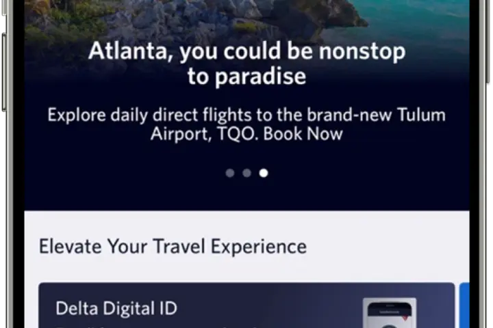 A view of the new Explore page in the Fly Delta app 6.0 version