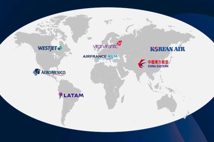 A map showing Delta's global partners