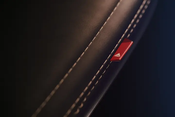 A close-up detail shot of the dress cover for Delta's cabin interior redesign