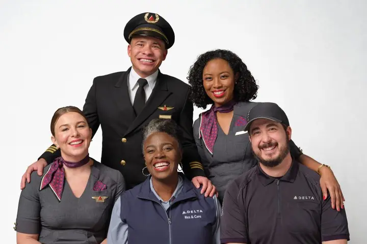Delta employees gather for a group shot.