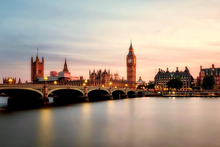 Aerial view of Big Ben in London, England