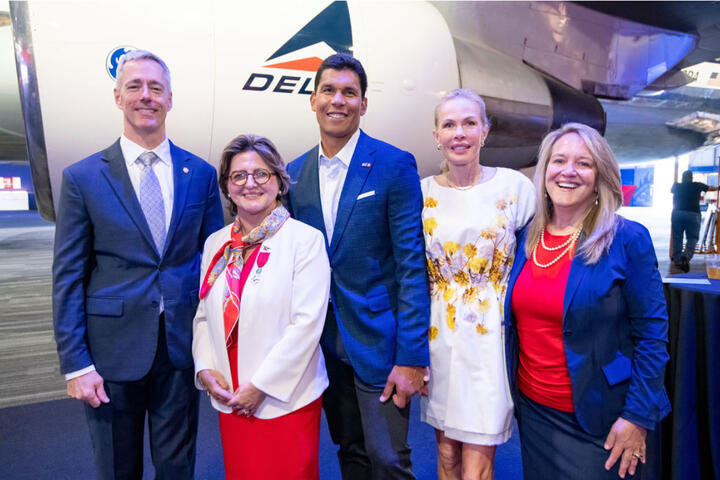 Virginie Durr with partners that support Delta's Normandy Legacy Flight.