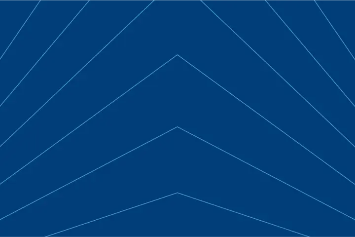 Abstract blue graphic with thin angled lines forming a symmetrical, layered chevron pattern