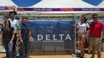 Delta booth at Saborea PR team