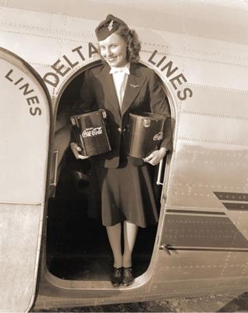 Airplane pilot flight attenda Delta Airlines vintage log water bottle 