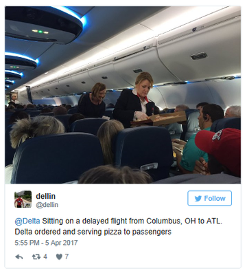 Delta brings customers pizza during ATL storms